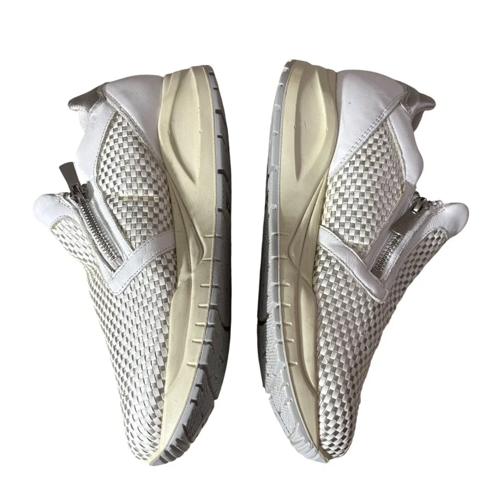 Igi&Co Woven Leather White Metallic Comfort Sneakers‎ Italy sz 9